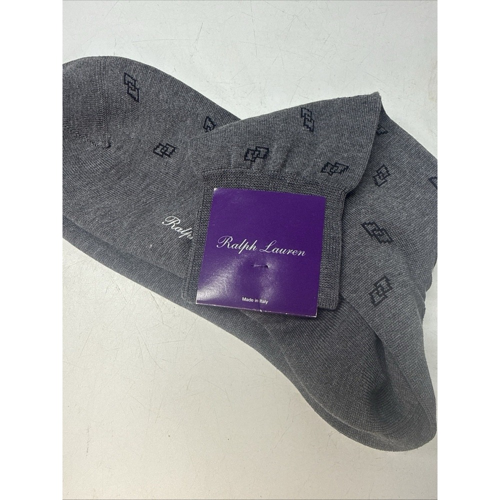 RALPH LAUREN PURPLE LABEL GEOMETRIC Print COTTON Blend Men's Dress Socks M ITALY